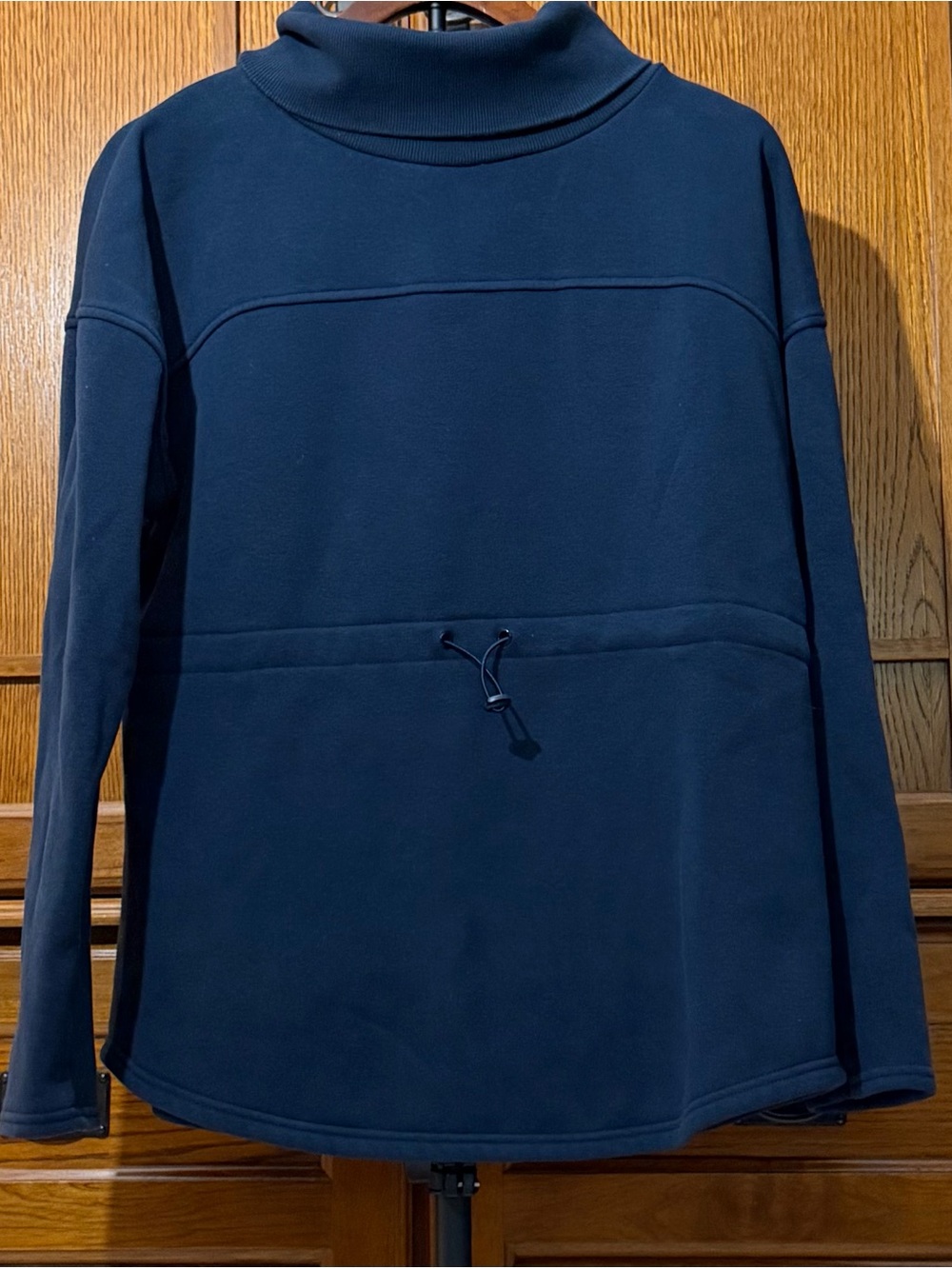 Dip Funnel Neck Pullover Drawstring Cinch Waist Sweatshirt Cozy Fleece Layering